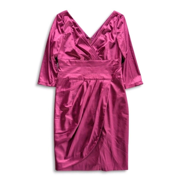 Kay Unger Cranberry Satin Dress Holiday Cocktail Party 12 - Picture 4 of 12